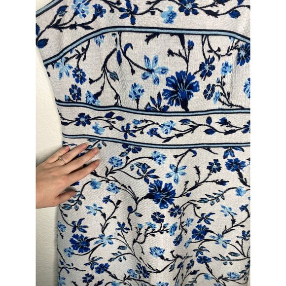 Maeve Anthropologie shannon jacquard fit and flare floral dress garden spring L - Picture 6 of 8